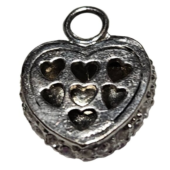 Heart Shaped Rhinestone Pendant Silver Tone Charm for Necklace Jewelry Making - Picture 2 of 3